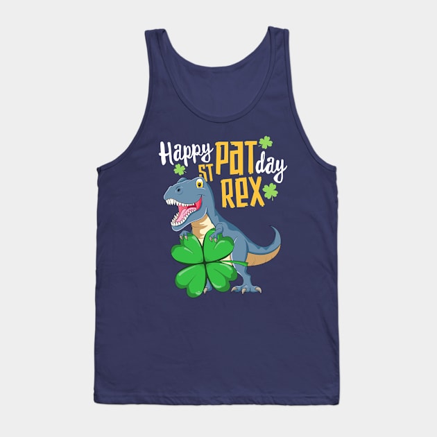 Happy St Pat Rex Day T-Shirt Dinosaur T-Rex Kids Boys Girls Tank Top by 14thFloorApparel